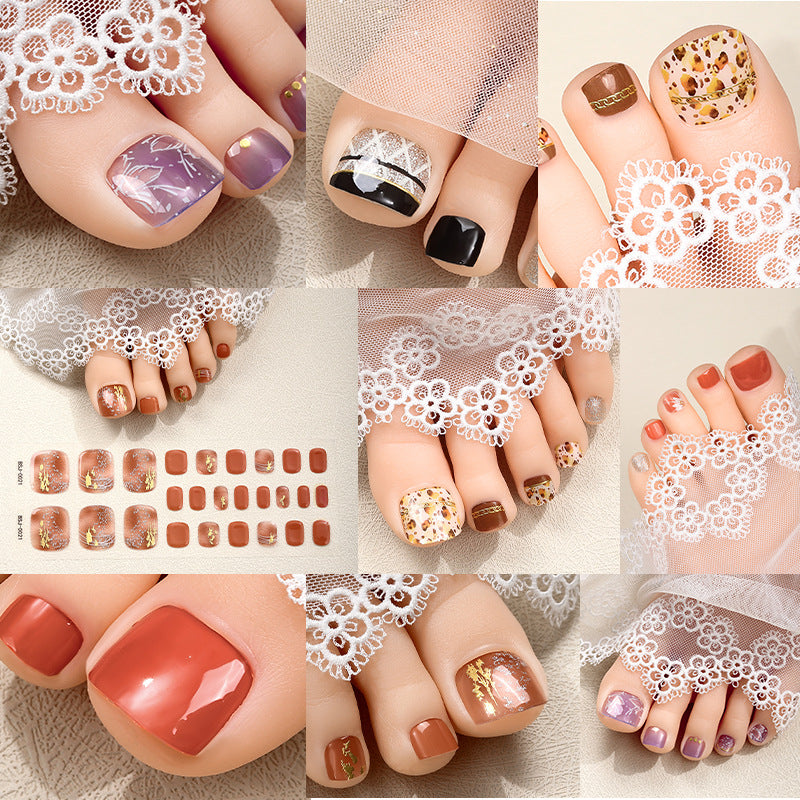 Custom Gel Semi-cured Foot Nail Stickers Cross-border Japanese And Korean Gel Nail Stickers 3d Light Therapy Nail Stickers