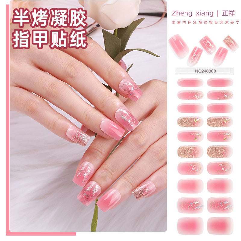 Roast Lamp Hardening Uv Second Generation Gel Nail Stickers Waterproof Bronzing South Korea Cross-border Semi-cured Nail Stickers Custom