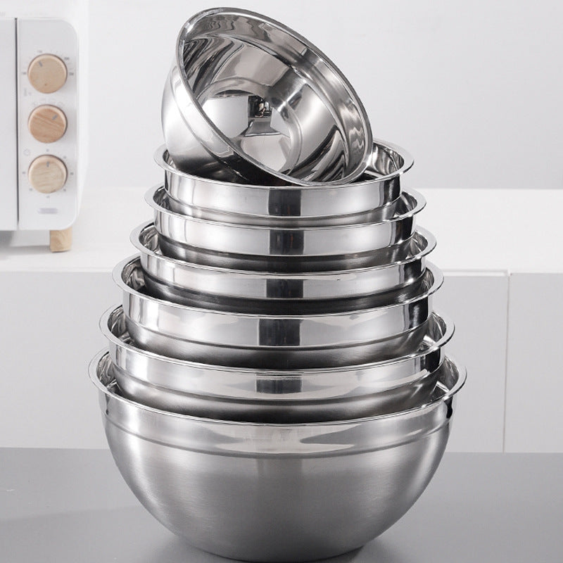 Salad Basin Cooking Basin Stainless Steel Kneading Basin Egg Beating Basin Mixing Basin Multi-purpose Cold Mixing Basin American Salad Basin With Lid