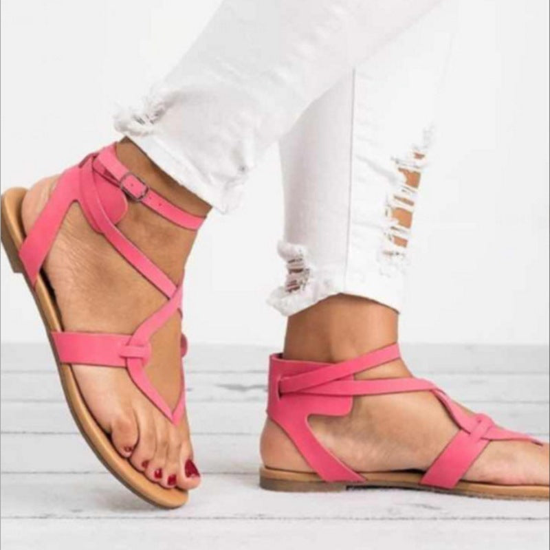 Wish Amazon&#039;s Popular 2022 Summer European And American New Thin Strap Clip-on Flat-soled Foreign Trade Large Size Women&#039;s Sandals Are In Stock