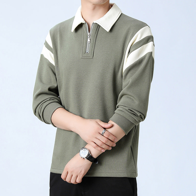 Fashion Personality Color Insertion Lapel Sweater Men