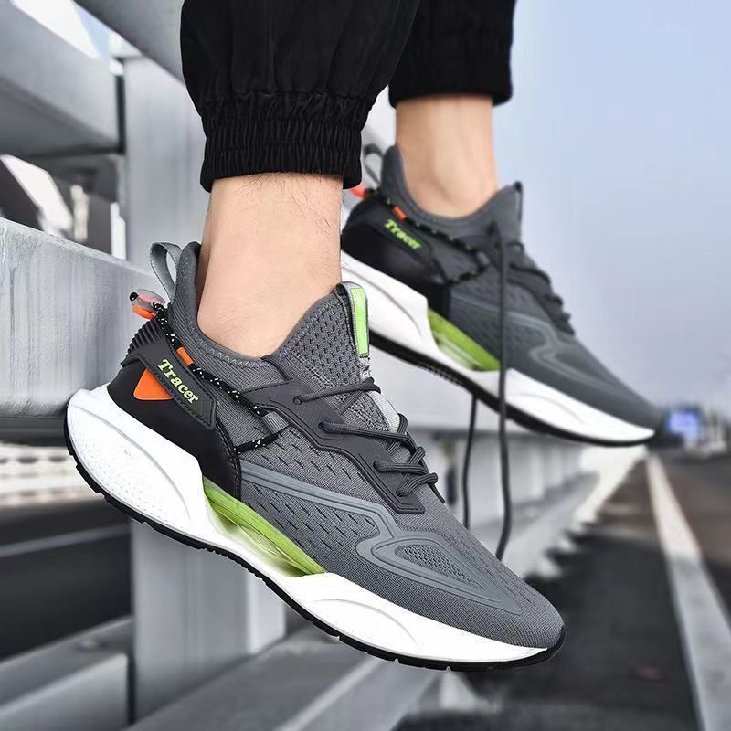 Spring And Summer New Flying Weaving Running Shoes Hollow Bottom Front Lace-up Trendy Shoes Plus Size Men&#039;s Casual Shoes