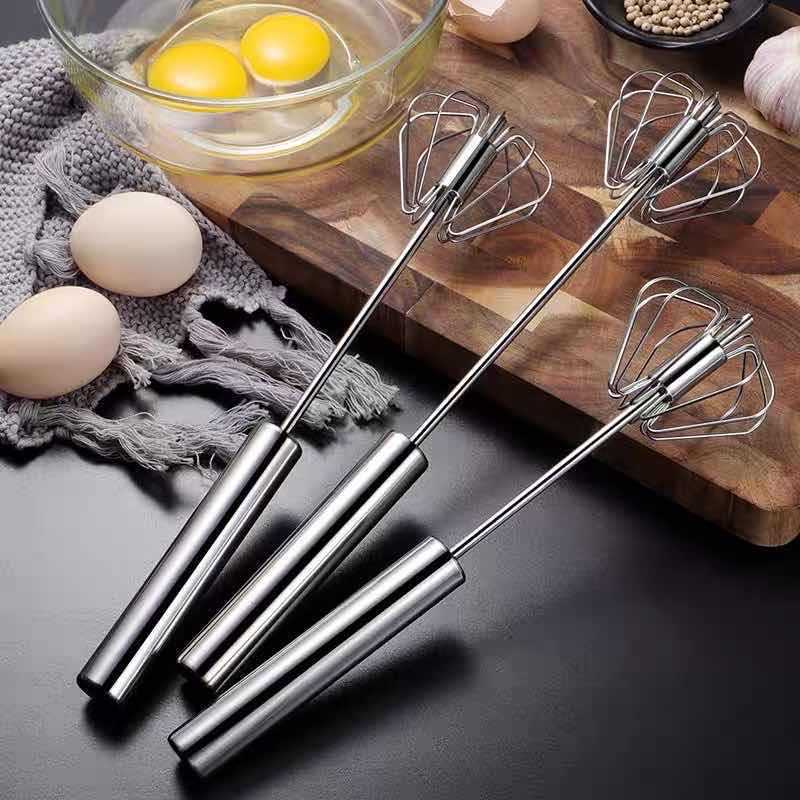 Stainless Steel Hand-pressed Rotary Semi-automatic Egg Beater Egg Beater Whipped Cream Mixer Kitchen Baking Tool