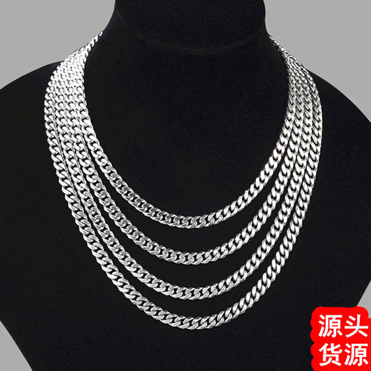 Cross-border Chain Wholesale Titanium Steel European And American Necklace Disco Men And Women Do Not Fade Nk Chain Punk Hip-hop Six-sided Grinding Tide