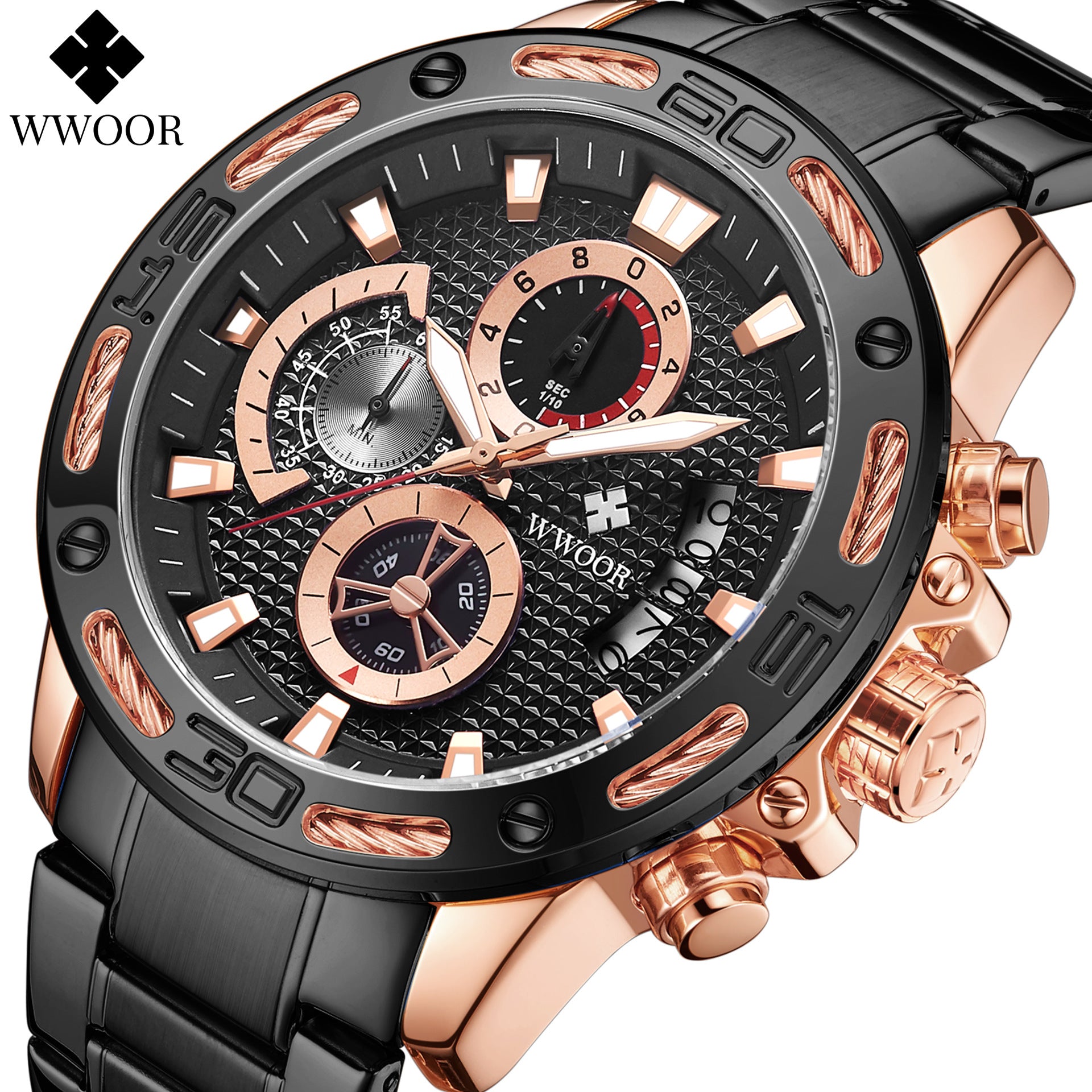 Men&#039;s Watch Waterproof Quartz Watch Six-pin Steel Belt Watch Business Calendar Men&#039;s Watch Foreign Trade Watch