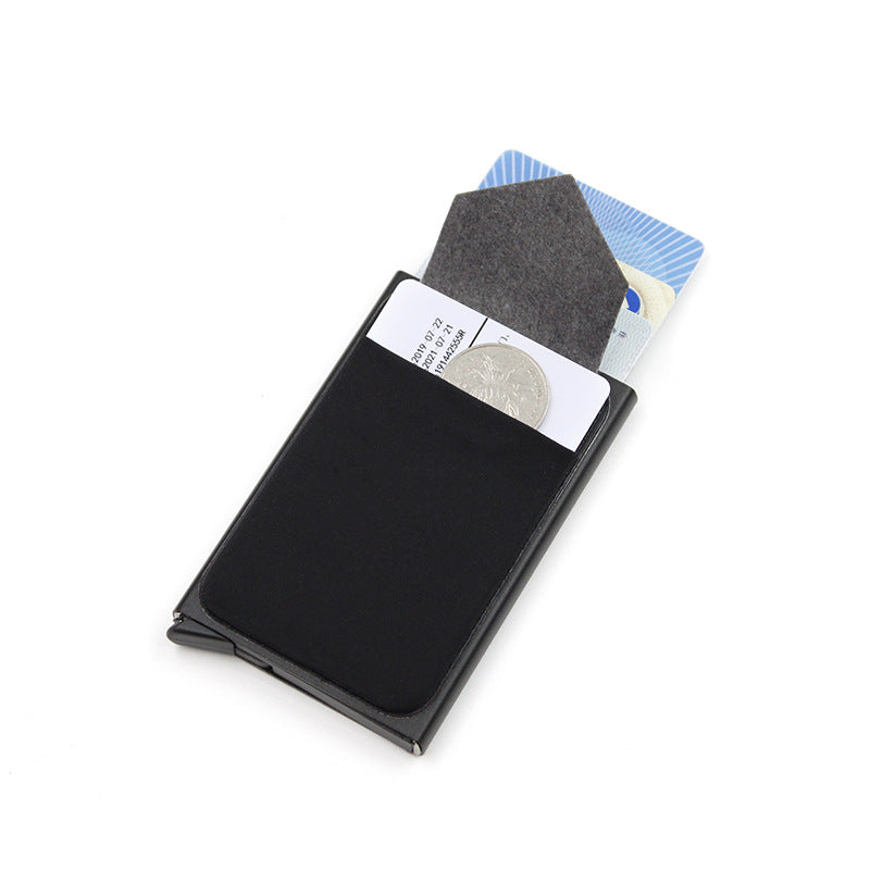 Automatic Pop-up Business Card Case Anti-RFID Card Case Bank Card Box Metal Entrainment Elastic Cloth Card Sticker Large Capacity