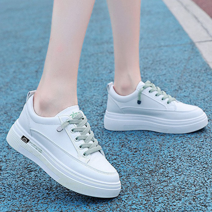 Sneakers 2022 Spring New Student Thick-soled Fashion Korean Casual Single Shoes Women&#039;s Shoes Student Lace Up White Shoes Trend