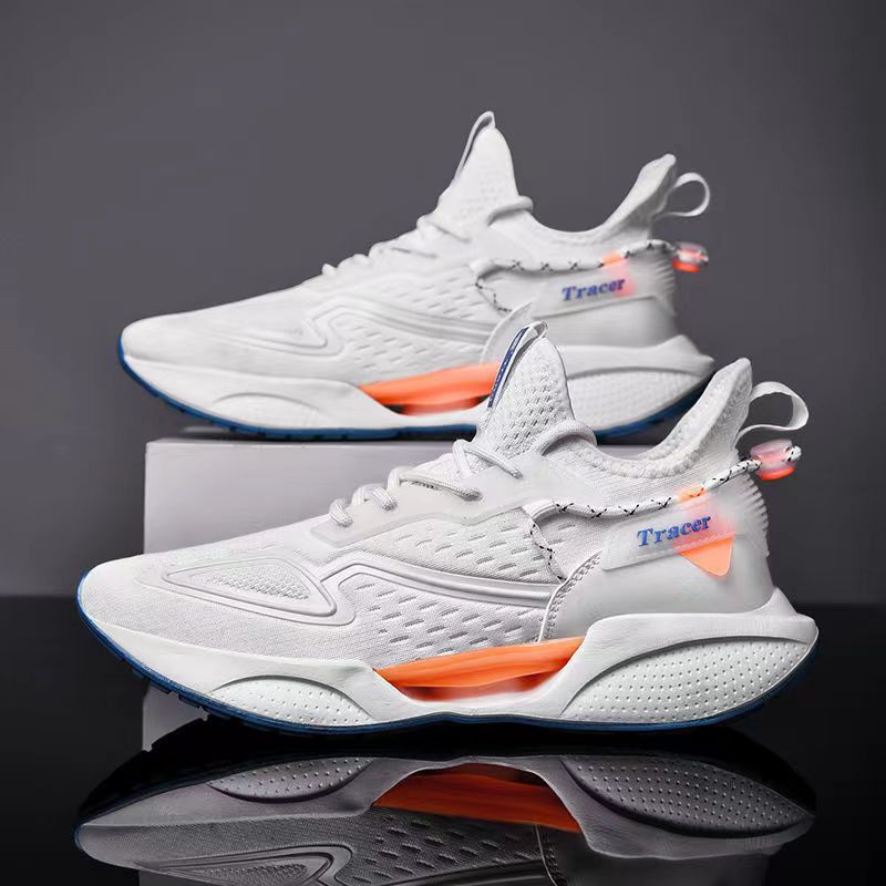 Spring And Summer New Flying Weaving Running Shoes Hollow Bottom Front Lace-up Trendy Shoes Plus Size Men&#039;s Casual Shoes