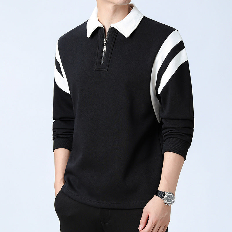 Fashion Personality Color Insertion Lapel Sweater Men