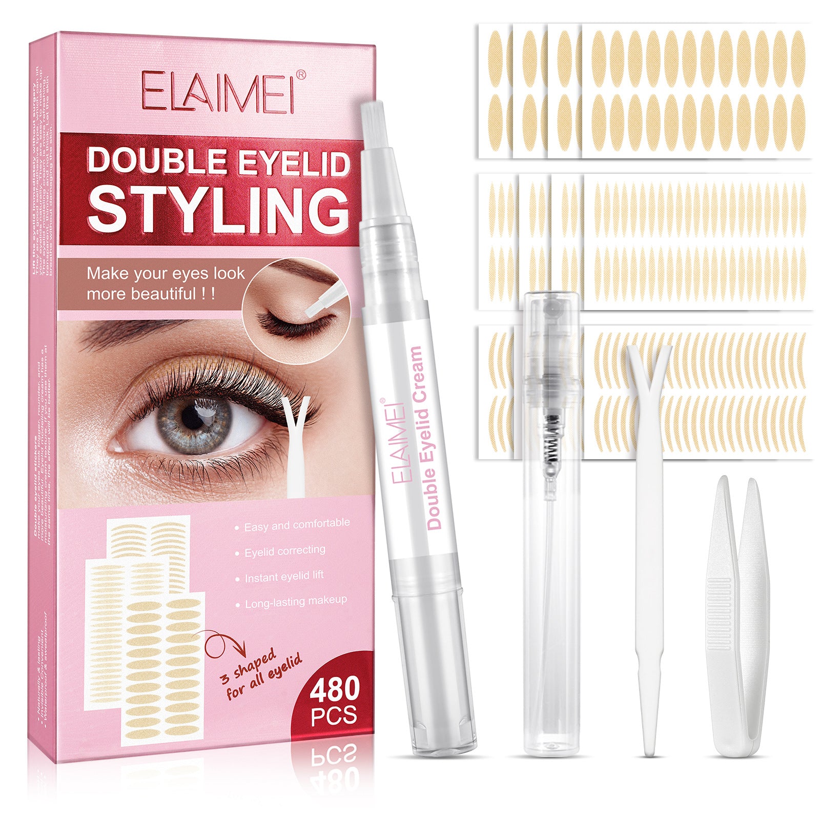 Double Eyelid Stickers Shaping Cream Suit Invisible Long-lasting Waterproof Patch Eyelid Correction 480 Stickers