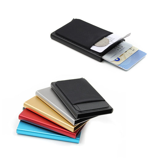 Automatic Pop-up Business Card Case Anti-RFID Card Case Bank Card Box Metal Entrainment Elastic Cloth Card Sticker Large Capacity