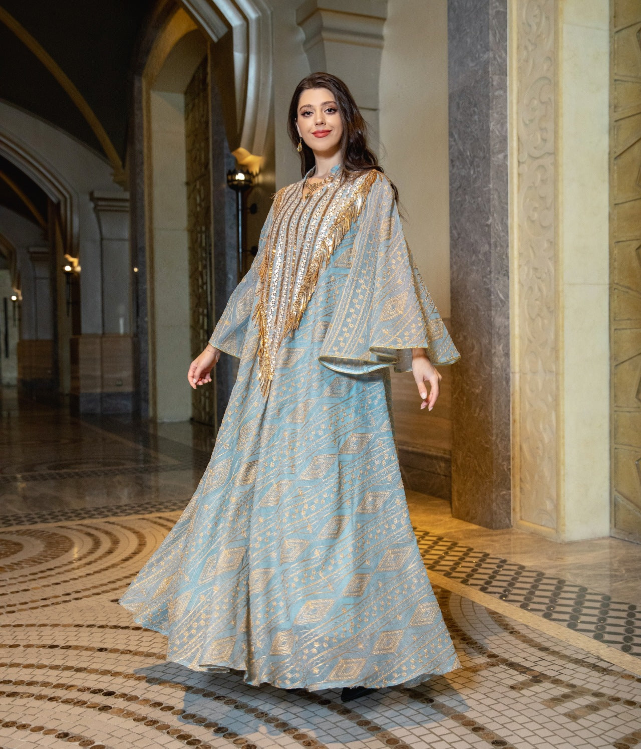 Morocco Party Dress for Women Muslim Abaya Mesh Sequins Jalabiya Dubai Abayas Kaftan Abaya Islam Vestidos Arab Long Robe Autumn