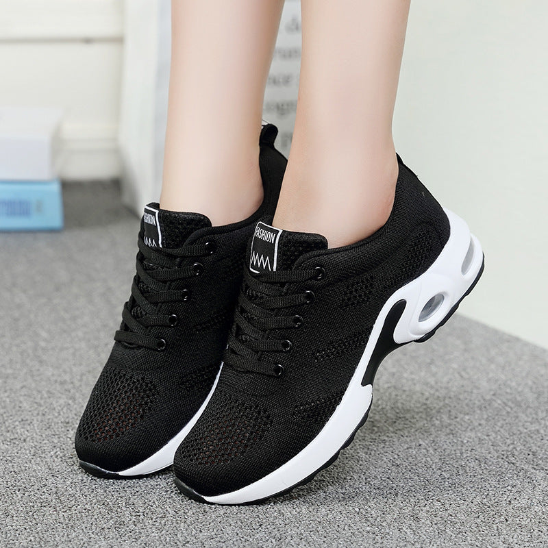 Cross-border Leisure Plus Size Women&#039;s Shoes Korean Student Cushion Soft Bottom Breathable Casual Running Shoes Flying Woven Sports Shoes Women