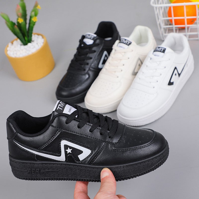 Breathable White Leather Shoes For Women Spring And Autumn New Korean Style Casual Student Sneakers For Women Thick-soled Shoes For Women