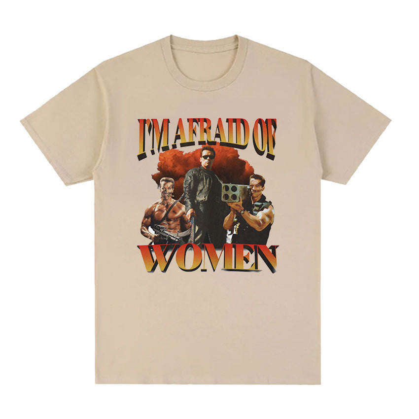 I&#039;m Afraid Of Women Gym Retro Graphic T Shirt Men&#039;s Gothic F