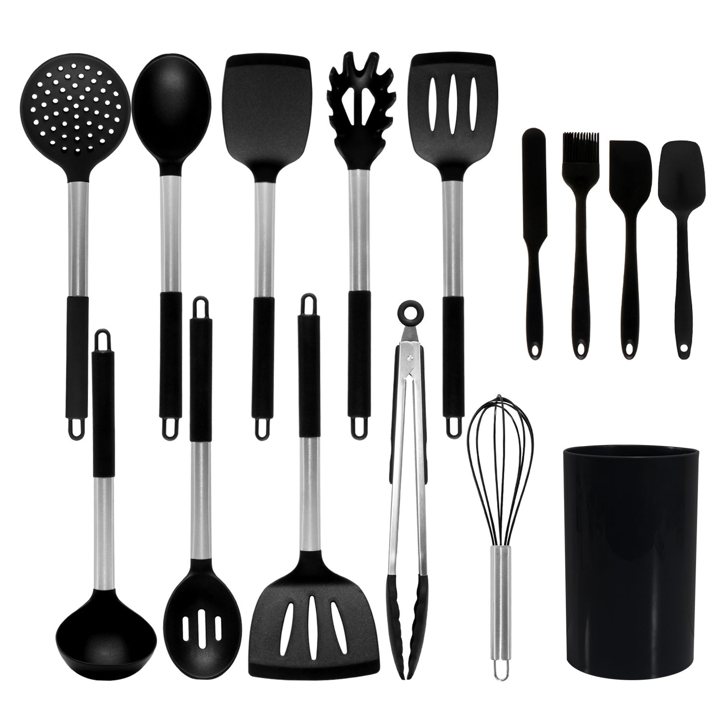 Household Shovel Spoon Spatula Handle Cover Stainless Steel Handle Cover Handle Silicone Kitchenware 15 Pieces Suit