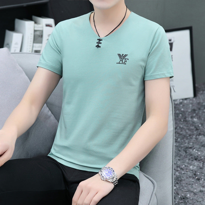 Trendy Men&amp;#039;s Shirts V-neck Half-sleeved Slim-fit Casual Men&amp;#039;s Short-sleeved T-shirt