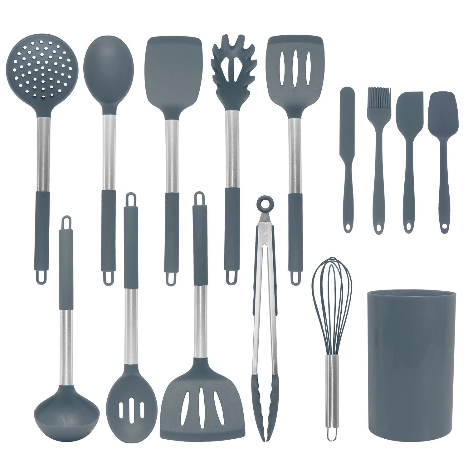 Household Shovel Spoon Spatula Handle Cover Stainless Steel Handle Cover Handle Silicone Kitchenware 15 Pieces Suit