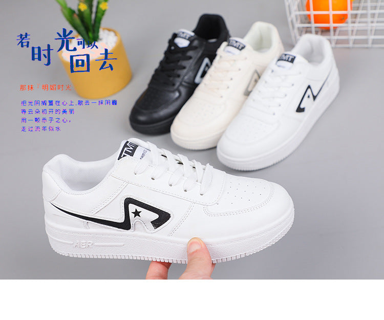 Breathable White Leather Shoes For Women Spring And Autumn New Korean Style Casual Student Sneakers For Women Thick-soled Shoes For Women