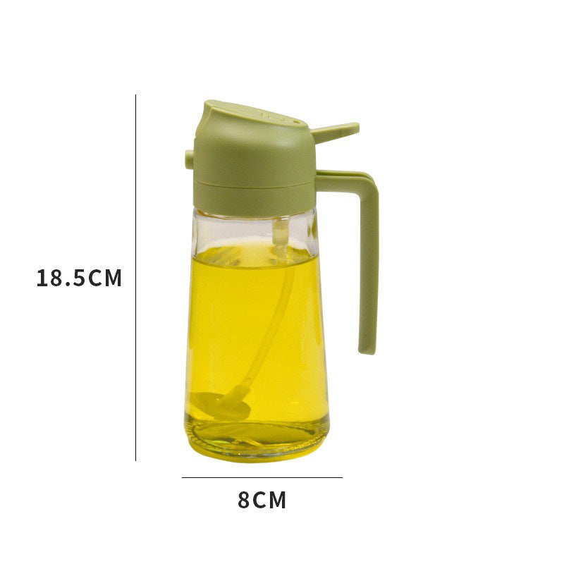 470ml Oil Spray Pot 2 In 1 Glass Household Kitchen Oil Bottle Atomized Edible Oil Spray Pour Dual-purpose