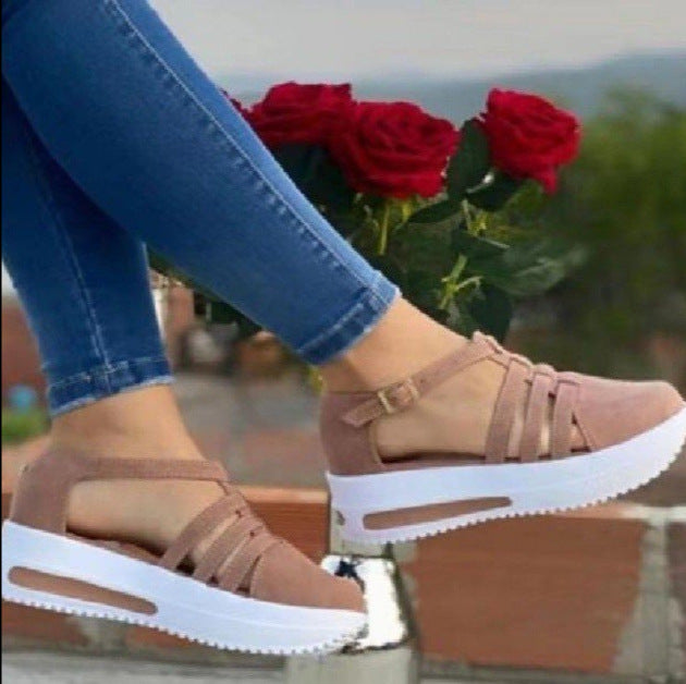 AliExpress Spring Round Toe Low Top Solid Color Black Casual Large Size Single Shoes Thick Bottom Spot Flowers European And American Single Shoes