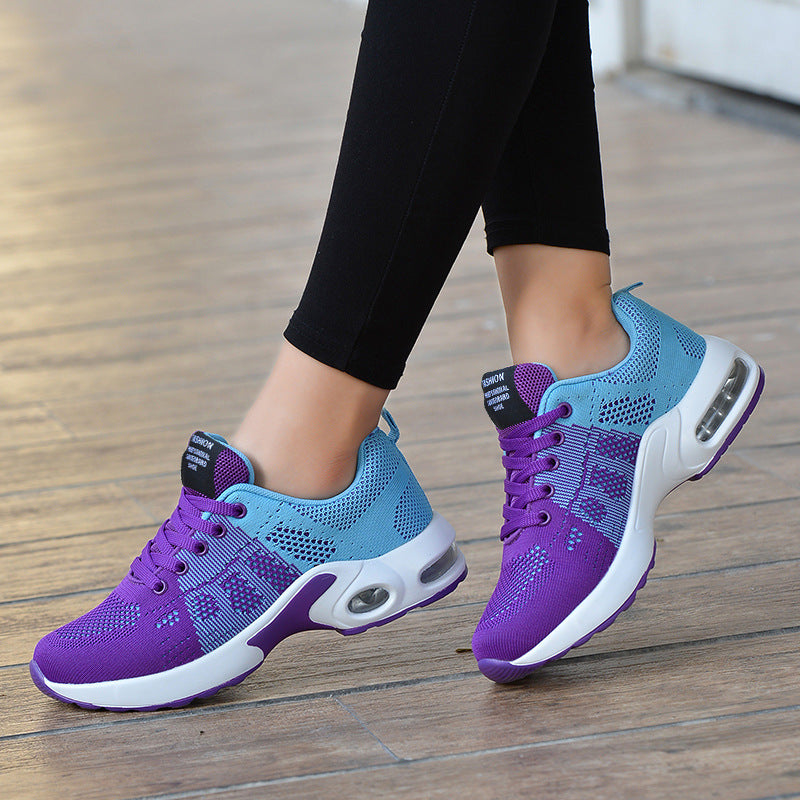 Cross-border Leisure Plus Size Women&#039;s Shoes Korean Student Cushion Soft Bottom Breathable Casual Running Shoes Flying Woven Sports Shoes Women