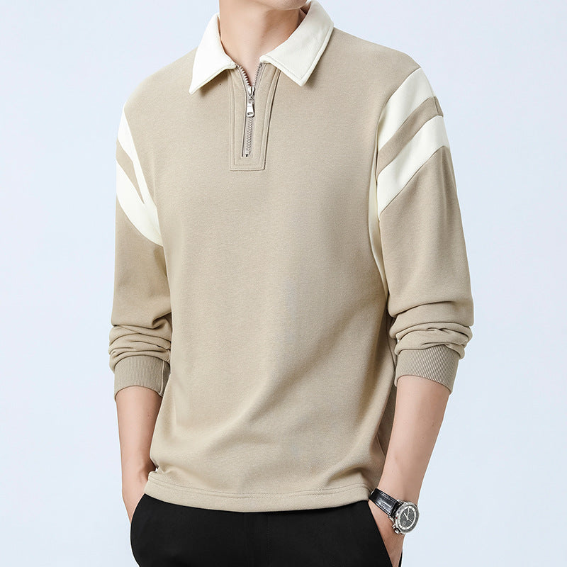 Fashion Personality Color Insertion Lapel Sweater Men