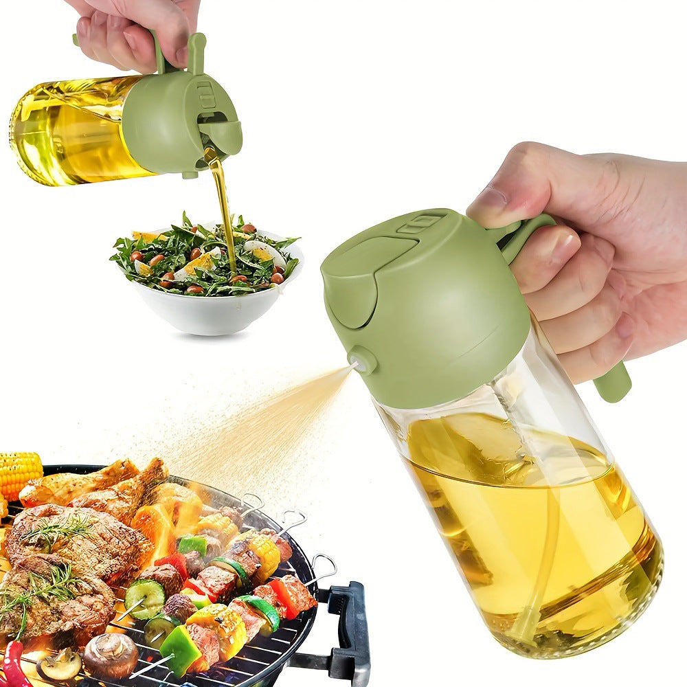 470ml Oil Spray Pot 2 In 1 Glass Household Kitchen Oil Bottle Atomized Edible Oil Spray Pour Dual-purpose