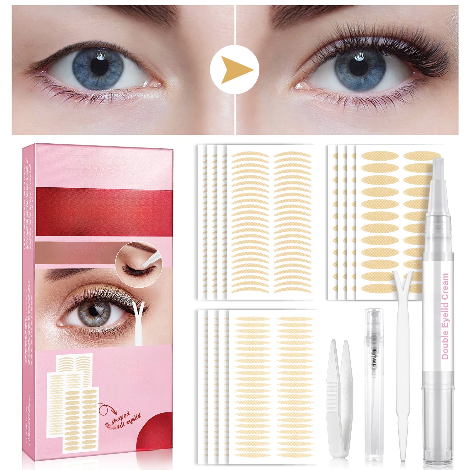 Double Eyelid Stickers Shaping Cream Suit Invisible Long-lasting Waterproof Patch Eyelid Correction 480 Stickers