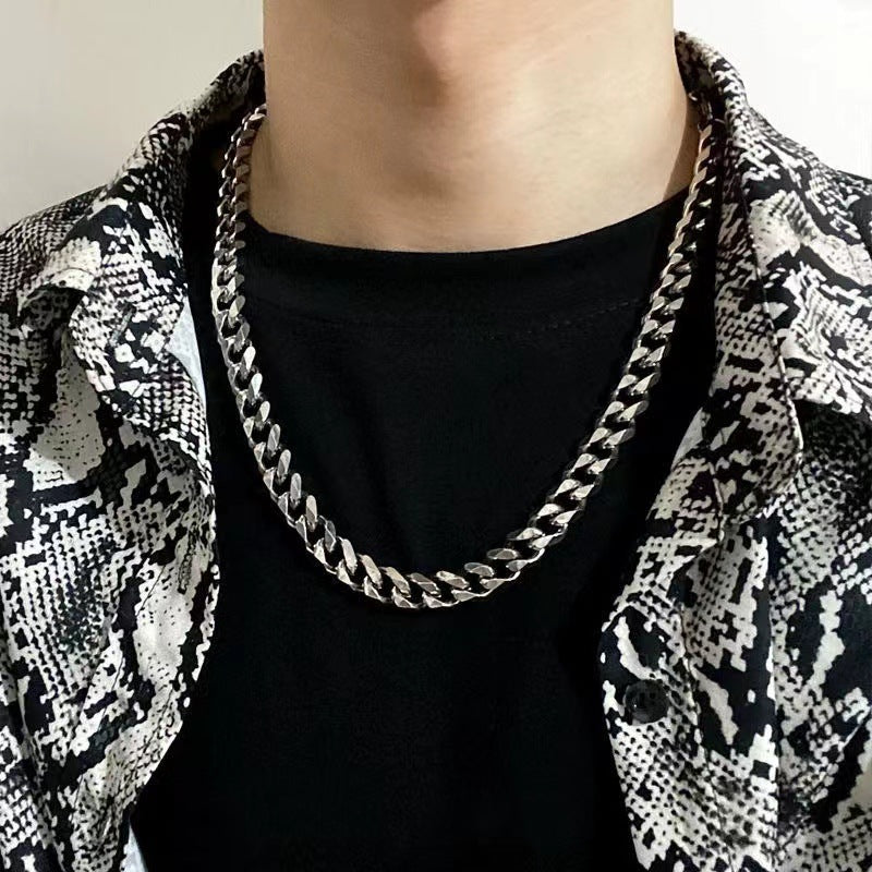 Cross-border Chain Wholesale Titanium Steel European And American Necklace Disco Men And Women Do Not Fade Nk Chain Punk Hip-hop Six-sided Grinding Tide