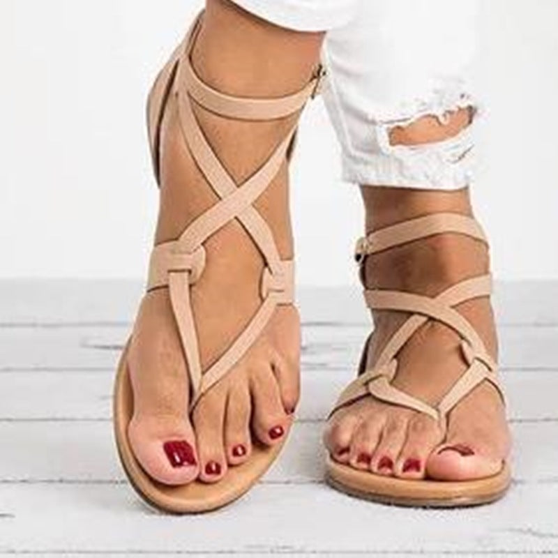 Wish Amazon&#039;s Popular 2022 Summer European And American New Thin Strap Clip-on Flat-soled Foreign Trade Large Size Women&#039;s Sandals Are In Stock