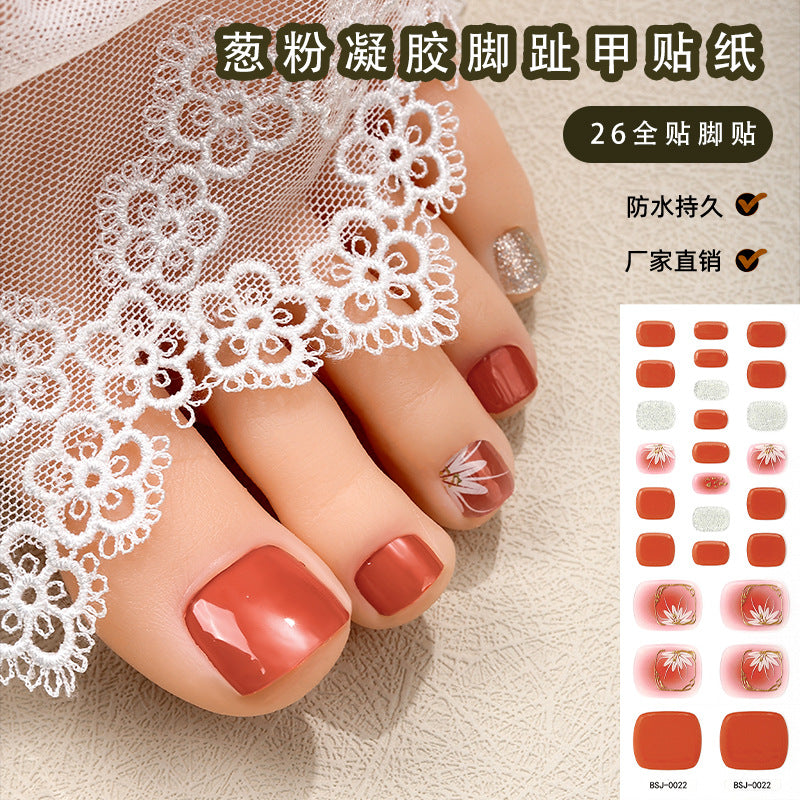 Custom Gel Semi-cured Foot Nail Stickers Cross-border Japanese And Korean Gel Nail Stickers 3d Light Therapy Nail Stickers