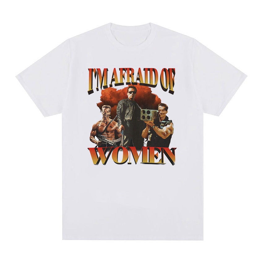 I&#039;m Afraid Of Women Gym Retro Graphic T Shirt Men&#039;s Gothic F