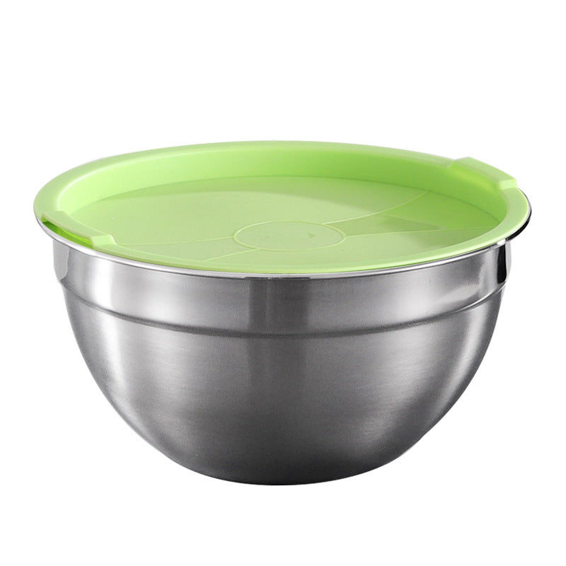 Salad Basin Cooking Basin Stainless Steel Kneading Basin Egg Beating Basin Mixing Basin Multi-purpose Cold Mixing Basin American Salad Basin With Lid