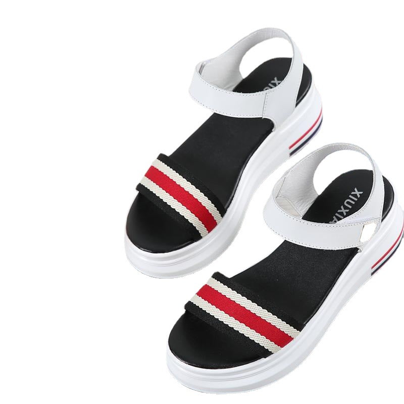 On Behalf Of The New Summer Casual Korean Version Of The Thick Bottom To Increase The Lightweight Velcro Non-slip Wear-resistant Student Sports Sandals Women