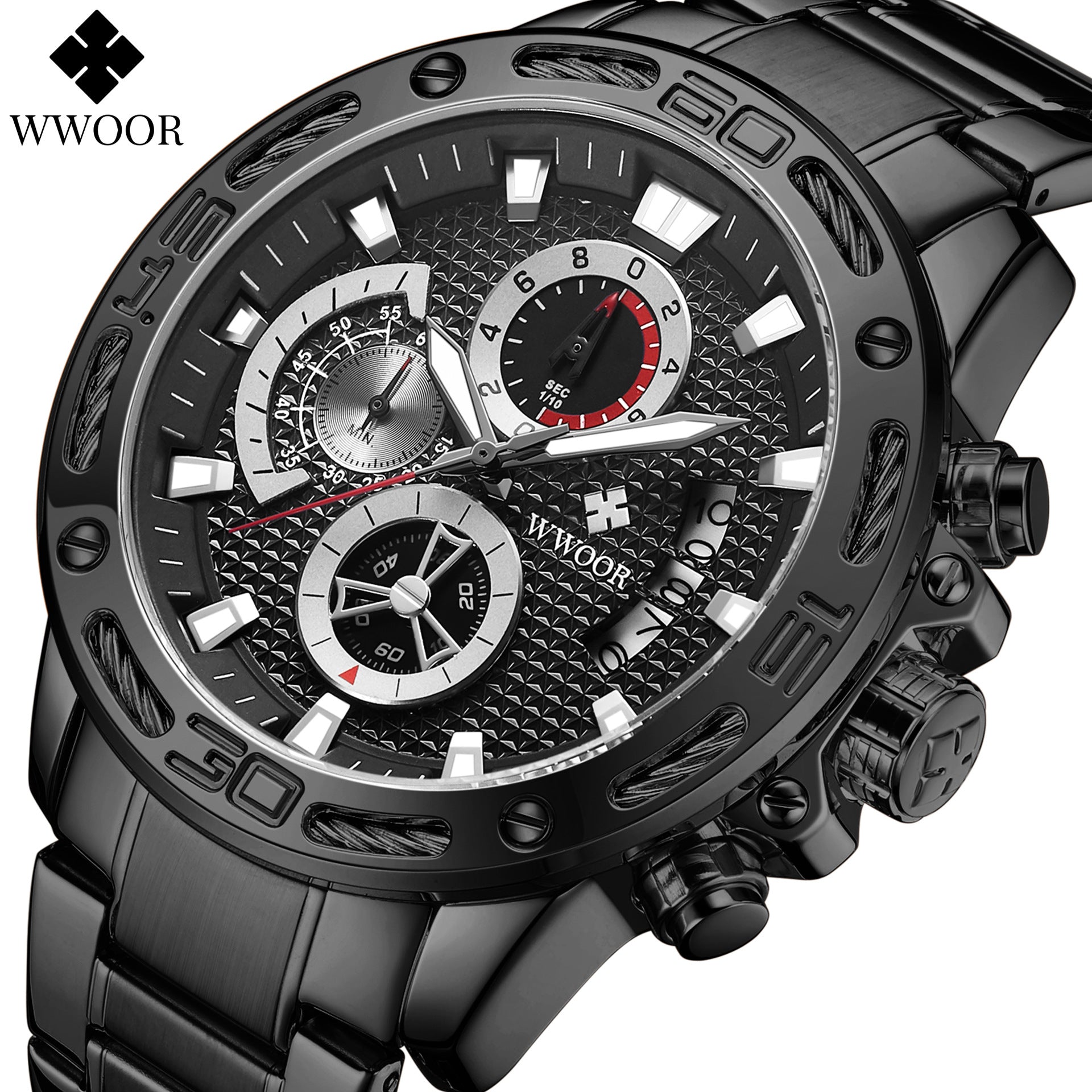 Men&#039;s Watch Waterproof Quartz Watch Six-pin Steel Belt Watch Business Calendar Men&#039;s Watch Foreign Trade Watch