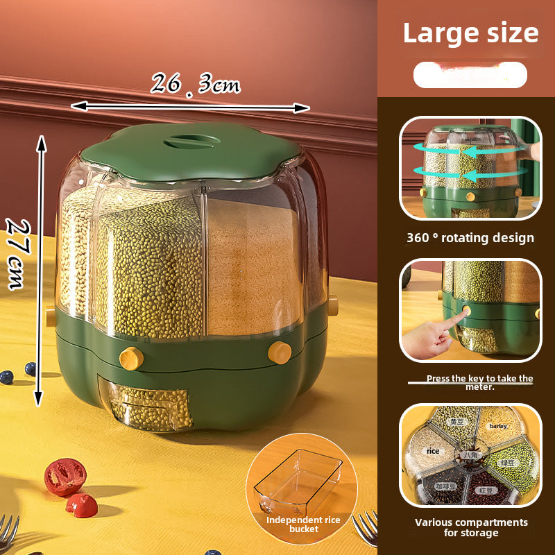 Dielectric Rice Bucket Rotatable Household Insect-proof Moisture-proof Multifunctional Sealed Rice Storage Box Classification Grain Storage Box