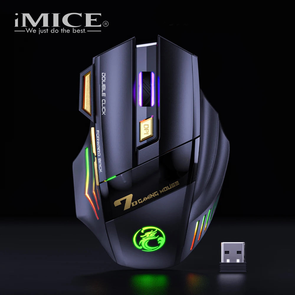 Rechargeable Computer Mice Wirless Gaming Wireless Bluetooth Silent 3200 DPI Ergonomic USB Mause With Backligh