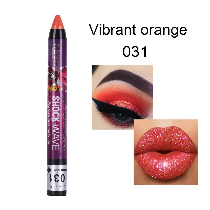 2 In 1  Eyeshadow Lipstick Stick Pencil Waterproof Glitter Matte Eye Shadow Makeup Pigment  Eyeshadow Pen