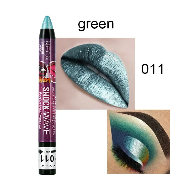 2 In 1  Eyeshadow Lipstick Stick Pencil Waterproof Glitter Matte Eye Shadow Makeup Pigment  Eyeshadow Pen