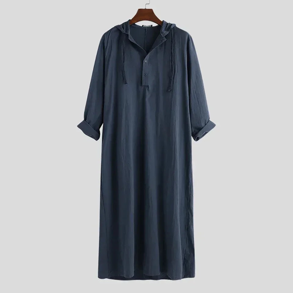 Muslim Robes Men Clothing Kaftan Hooded Long Jubba Thobe Arab Turkish Abaya Islam Habit Musulman Homme Solid Color Ramadan Dress