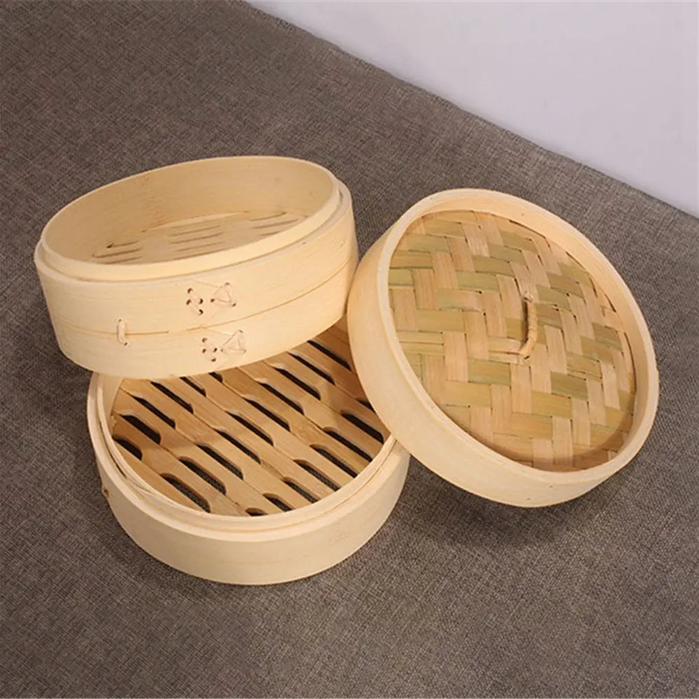 Bamboo Steamer Fish Rice Dumplings Snack Basket Set Heated Steamer Kitchen Cooking Tools 10/15/20cm Steam Pot With Cover Steamer