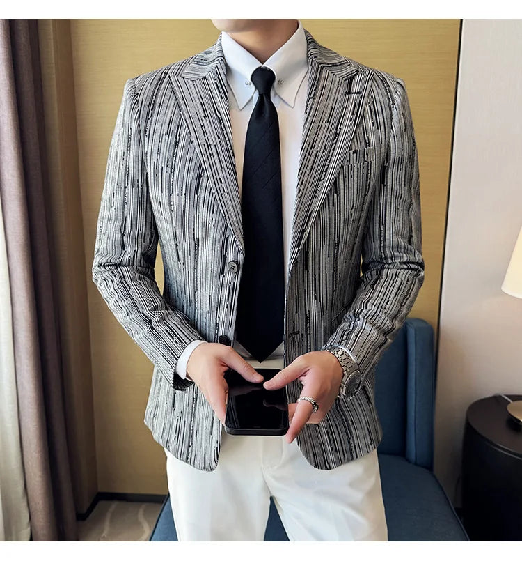 Men's British Style Fashionable Luxury Suit Jacket High-quality Plaid Slim Fit Business Social Blazer Wedding Dress Party Jacket