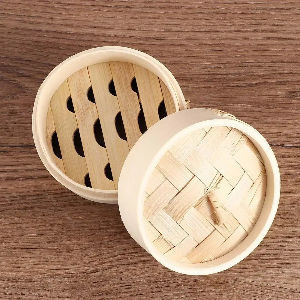 Bamboo Steamer Fish Rice Dumplings Snack Basket Set Heated Steamer Kitchen Cooking Tools 10/15/20cm Steam Pot With Cover Steamer