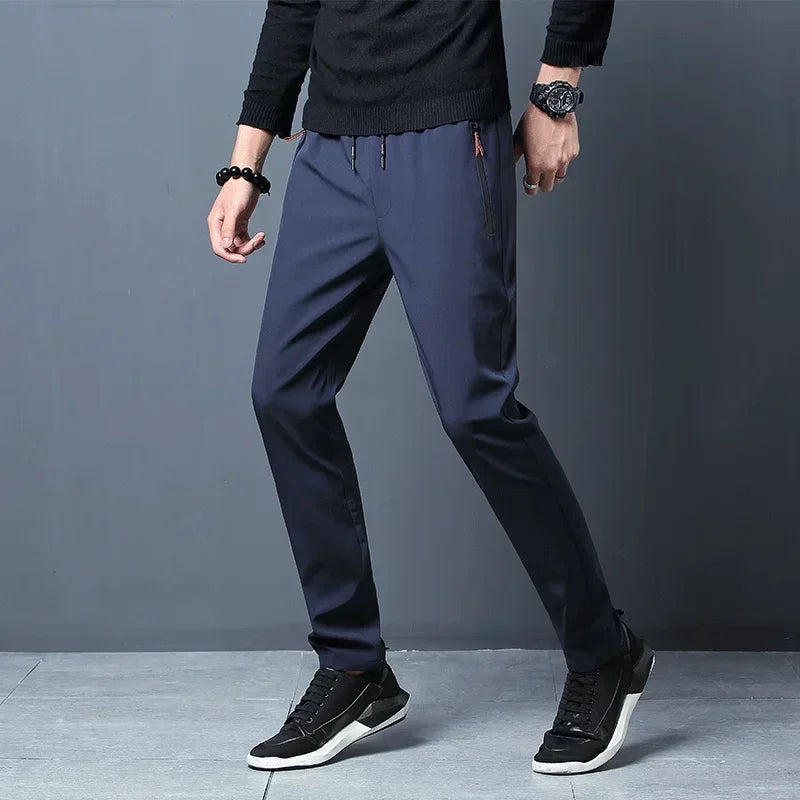 2024 Men Casual Pants Stretch Slim Fit Elastic Waist Jogger Blue Black Gray Male Brand Trousers Plus Size 4XL 5XL