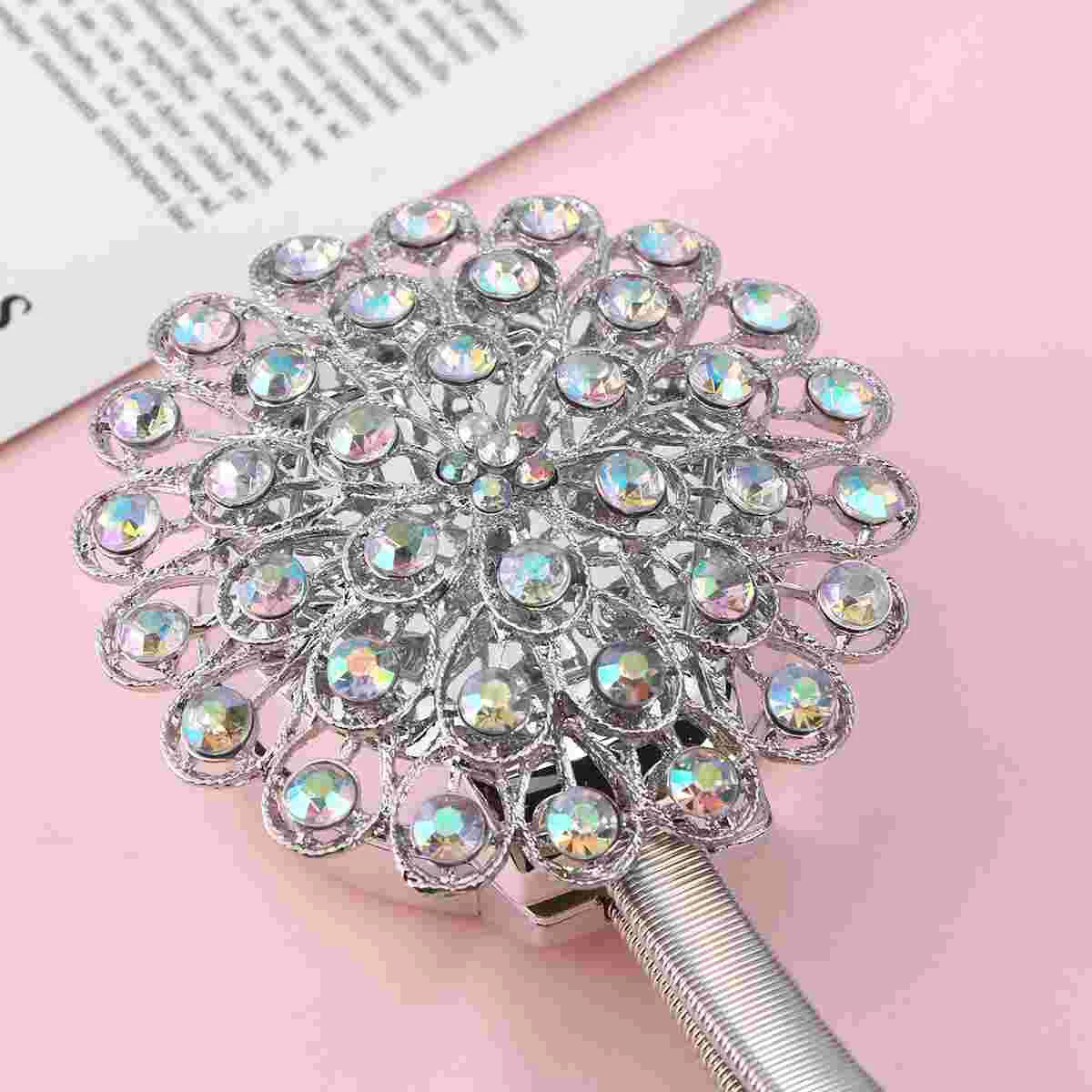 2pcs Magnetic Curtain Tie Backs Decorative Crystal Curtain Holdbacks for Bedroom Living Room Office Decoration (Silver)