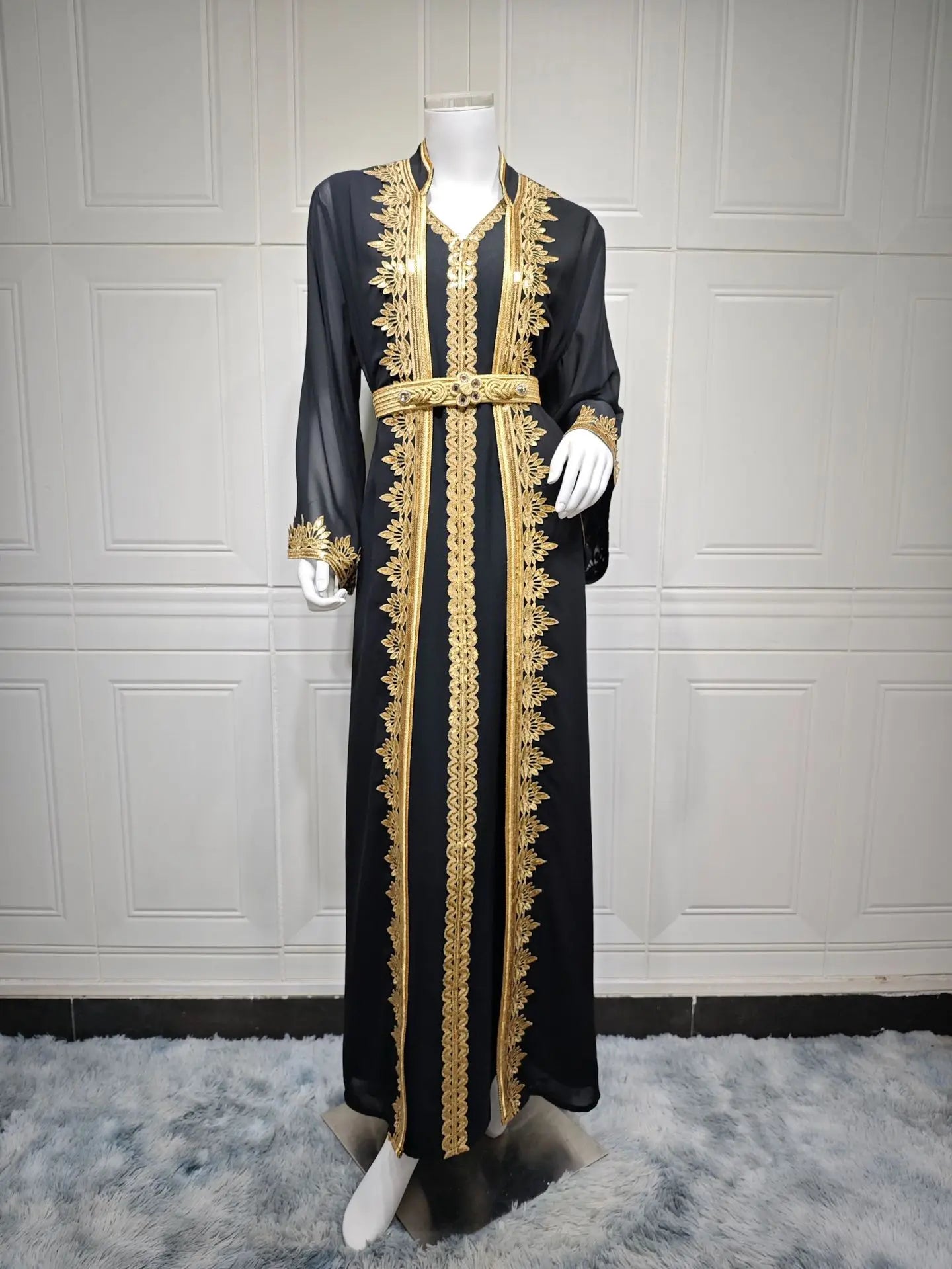 Eid Muslim Women Party Dresses Jalabiya 2 Piece Set Embroidery Arab Long Robe Ramadan Morocco Dubai Abayas Islam Vestidos Kaftan