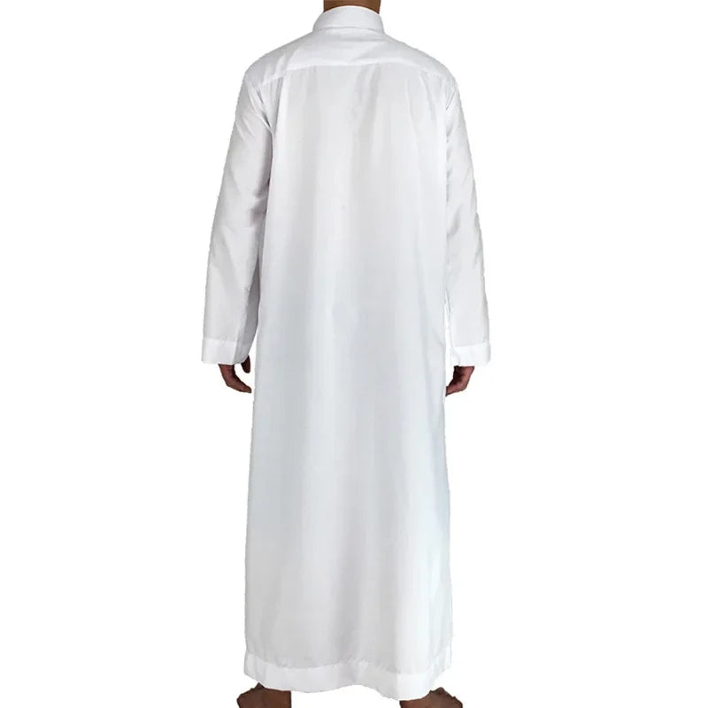 Solid Muslim Fashion Men Robe Kaftan Abaya Pakistan Jubba Men Bonnet Homme Musulman Arabic Islamic Clothing Qamis Homme Musulman