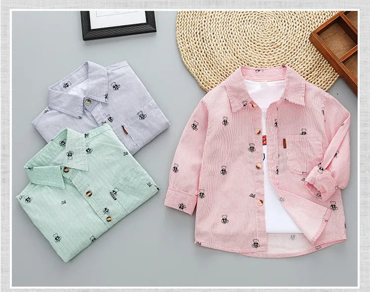 Spring Autumn New Long Sleeve Boys Shirt Classic Plaid Lapel Kids Shirts Top With Pocket Baby Boy Casual Shirt Children Clothing