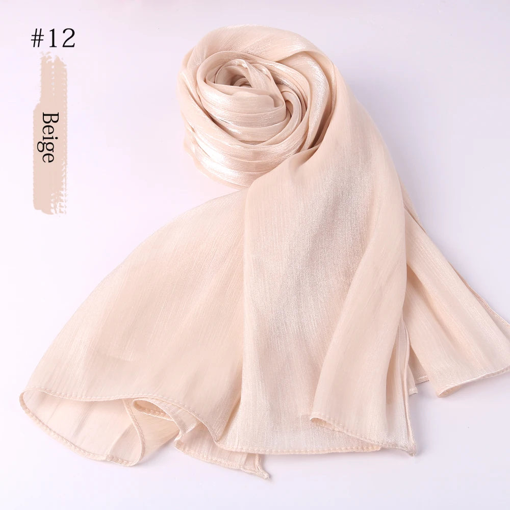 Shimmer Silk Shawl Luxury scarfs Muslim Fashion Hijab Scarf Head Scarf Headwraps For Muslim Women Head Wrap Islamic Women Veil